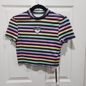 ⚡ 2/$5 - Shein Romwe Heart Striped Top